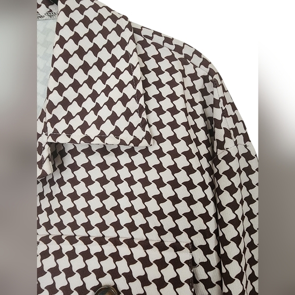 SHEIN Houndstooth Print Drop Shoulder Jacket, size L, brown/white - Picture 5 of 9